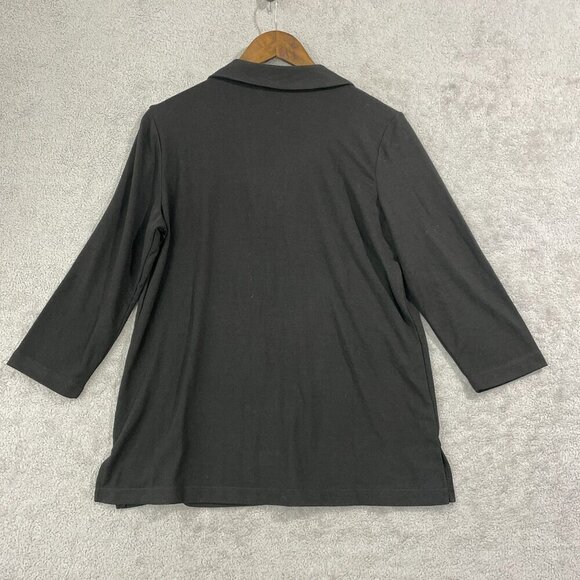 NEW Matty M Women's M Black Johnny Collar Sleeve Polo Shirt 3/4 Sleeve - Picture 3 of 8